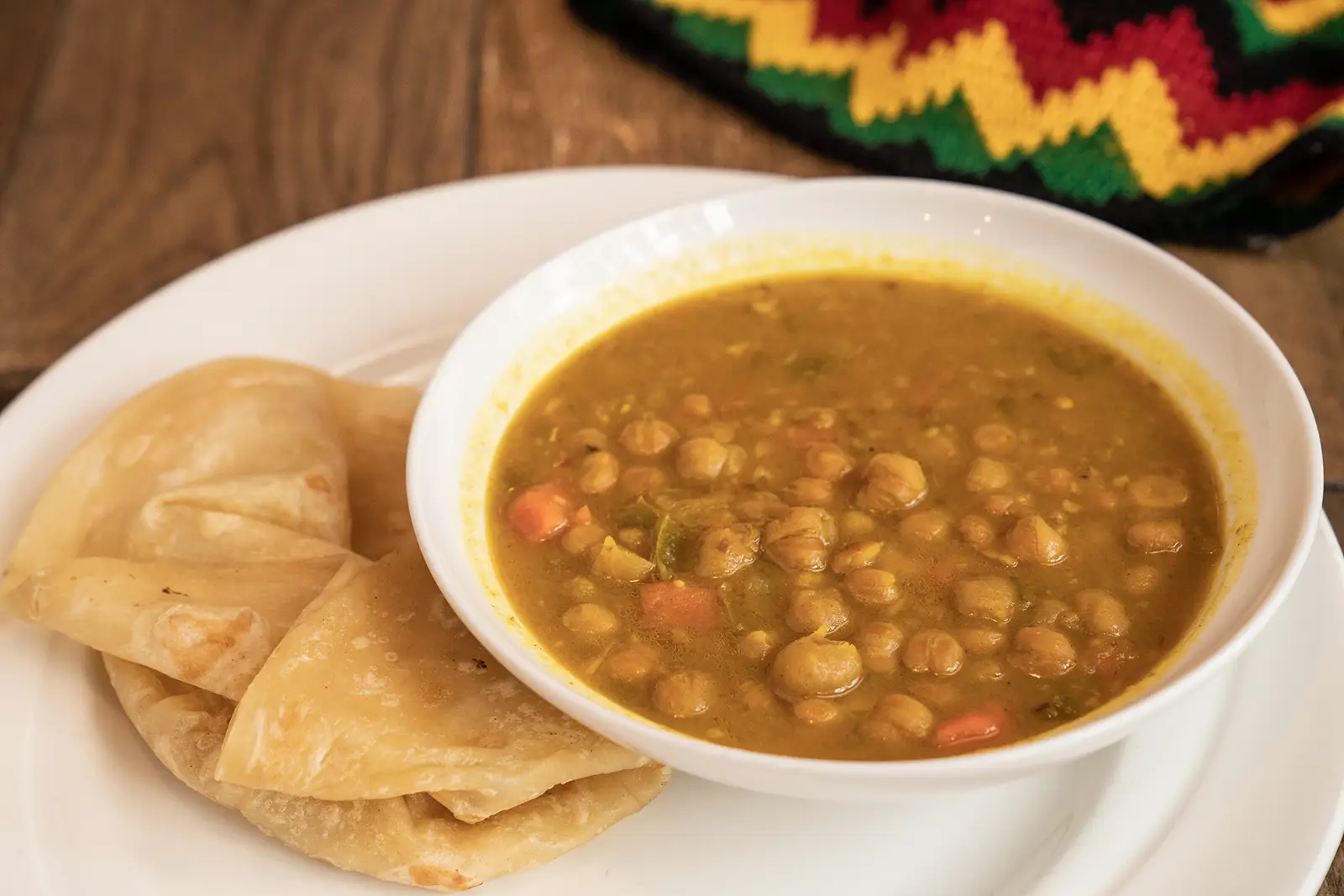 Curry chickpea with roti at 11Hauz