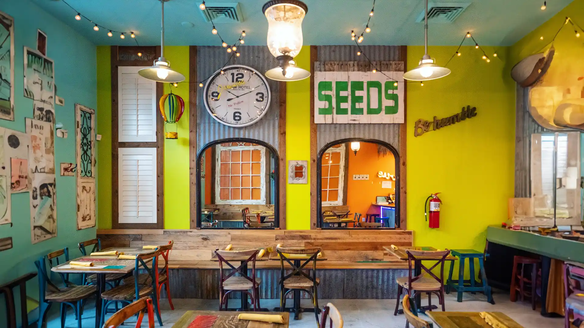 The colorful dining room at 11Hauz in Park City