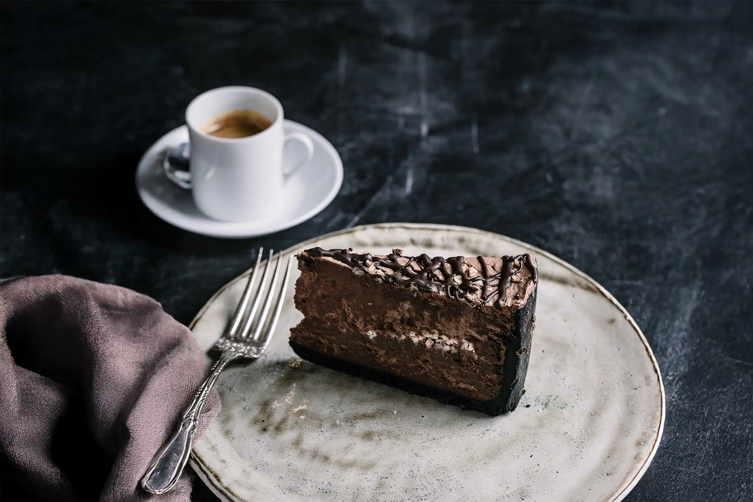 Chocolate cake and espresso at Capriccio Ristorante