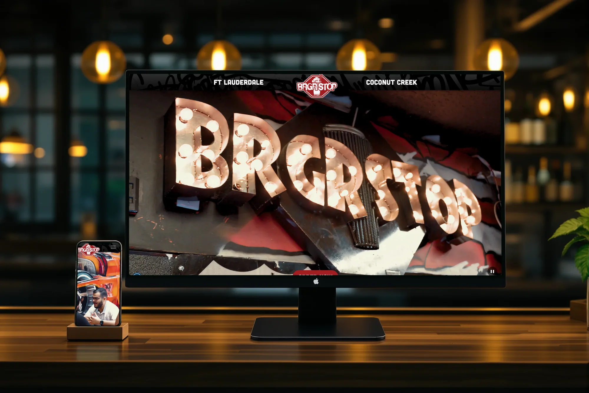 BRGR STOP website on a desktop and phone