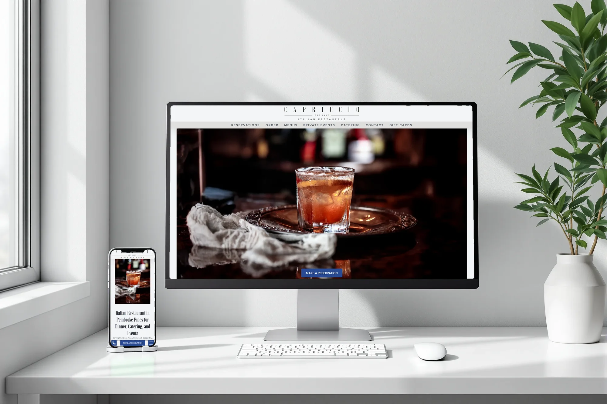 Capriccio Ristorante website on a desktop and phone