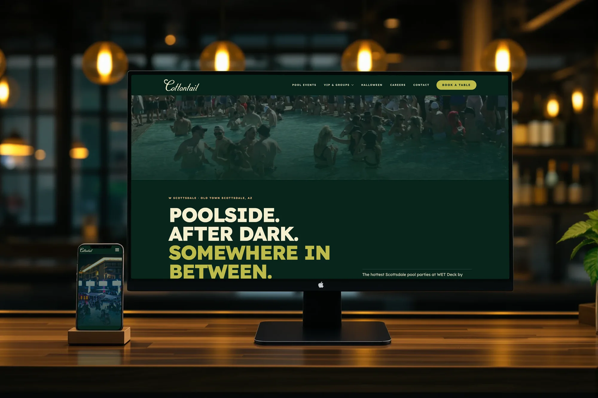 Cottontail Lounge website on a desktop and phone