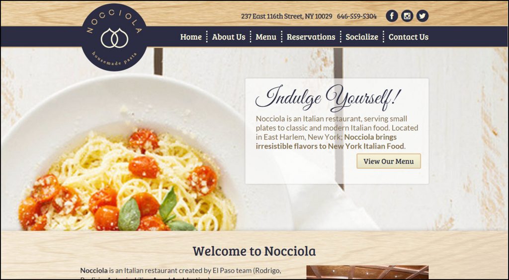 Nocciola Restaurant Website