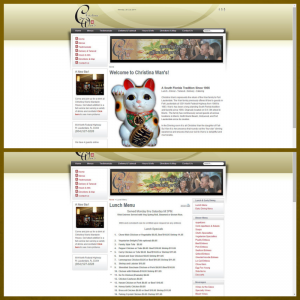 Collage of home page and menu