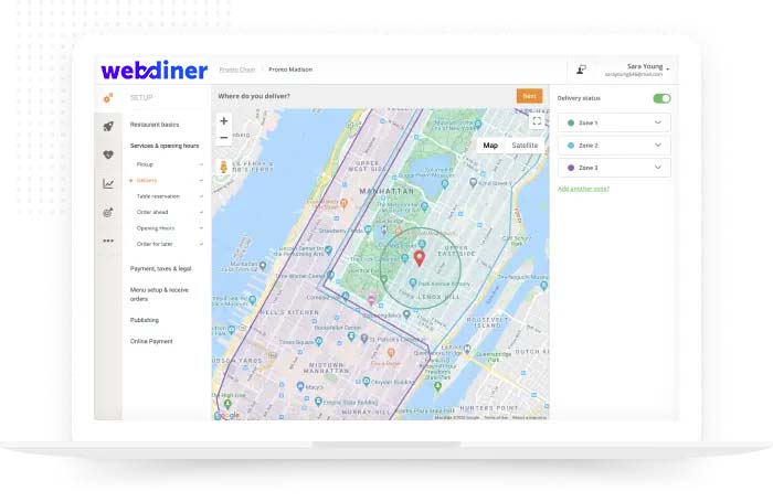 Customize Your Delivery Areas with Webdiner's Online Ordering System: a great way to improve business in your restaurant post-pandemic.